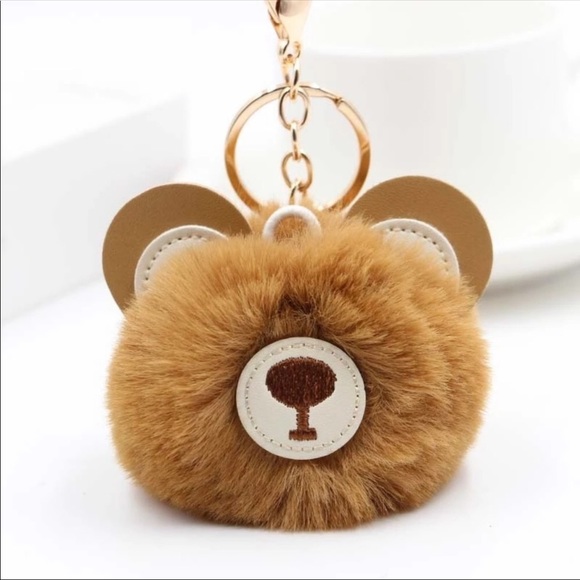 Atelier Sona Accessories - Teddy Bear Pom Pom Key Chain - Brown